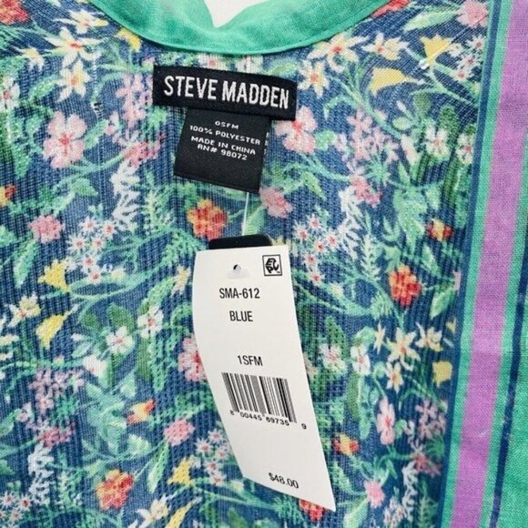 Steve Madden Womens One Size Fits Most Floral Kimono Coverup Blue Green $48 - Picture 5 of 5